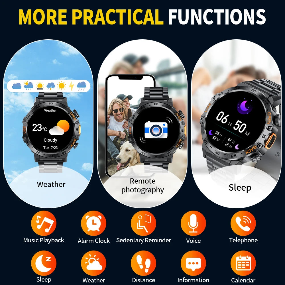 LIGE 2024 Smart Watch for Men – 360° AMOLED HD Screen, Waterproof Fitness Tracker with Flashlight