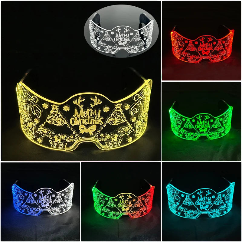 LED Visor Glasses – Light Up Cyberpunk Sunglasses for New Year, Robot Cosplay, and Parties