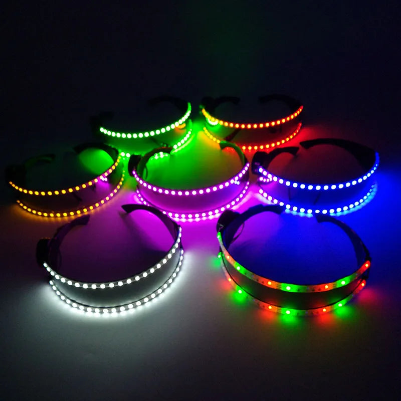 LED Visor Glasses – Light Up Cyberpunk Sunglasses for New Year, Robot Cosplay, and Parties