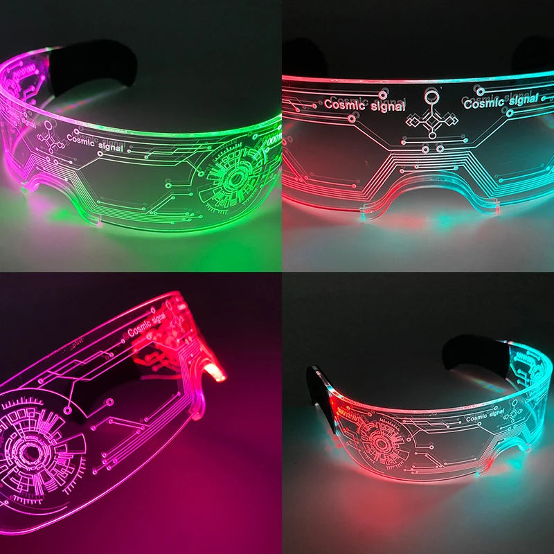 LED Visor Glasses – Light Up Cyberpunk Sunglasses for New Year, Robot Cosplay, and Parties