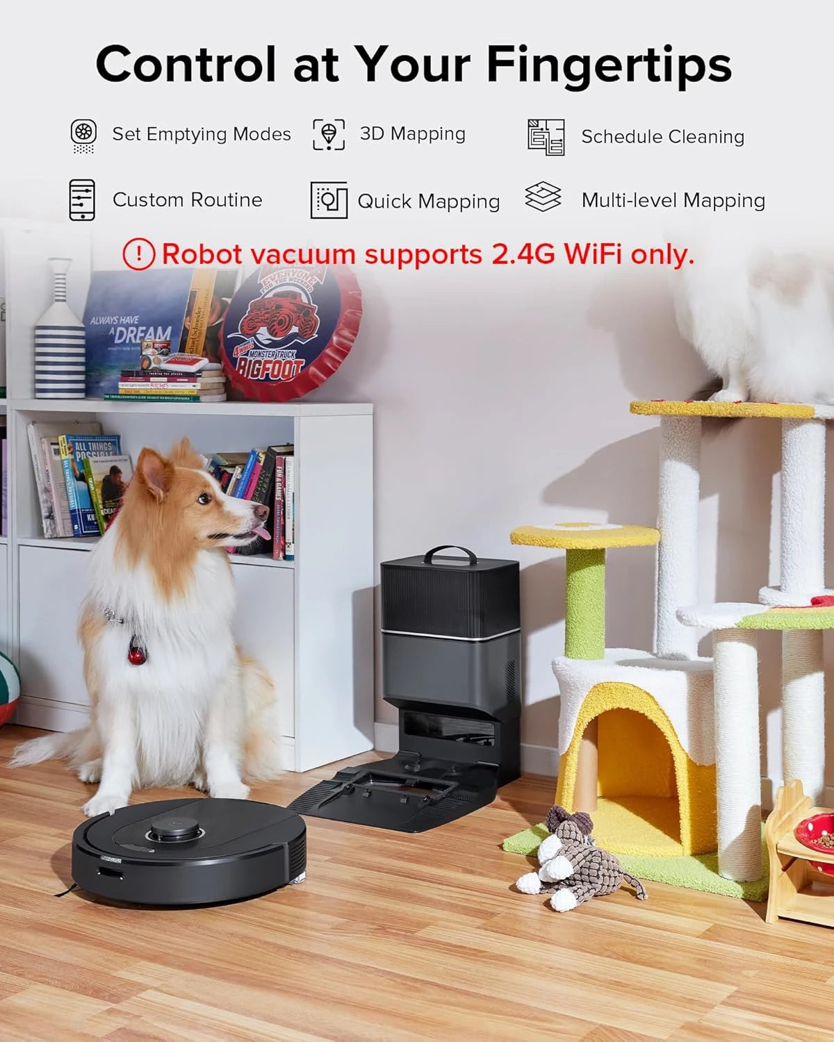 Q5 Pro+ Robot Vacuum and Mop, Self-Emptying with 5500 Pa Max Suction