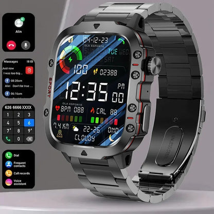 2025 Military Smart Watch for Men | IP68 Waterproof, 1.81" Screen, Fitness Tracker, BT Call, Outdoor Sports