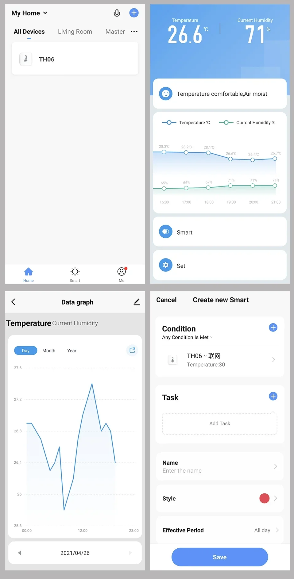 Tuya ZigBee WiFi Temperature and Humidity Sensor – APP Remote Monitoring, Works with Alexa & Google Assistant