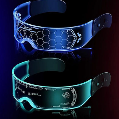 LED Visor Glasses – Light Up Cyberpunk Sunglasses for New Year, Robot Cosplay, and Parties