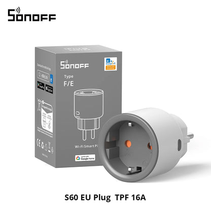 SONOFF iPlug S60 EU/UK Wi-Fi Smart Socket Overload Protection Timer Smart Scene Remote Control via eWeLink Alexa Google IFTTT