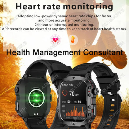 2025 Military Smart Watch for Men | IP68 Waterproof, 1.81" Screen, Fitness Tracker, BT Call, Outdoor Sports