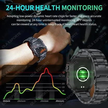 2025 Military Smart Watch for Men | IP68 Waterproof, 1.81" Screen, Fitness Tracker, BT Call, Outdoor Sports