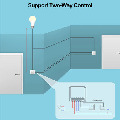 16A Mini Wi-Fi Smart Switch | DIY 2-Way Control, Alexa & Google Assistant Compatible