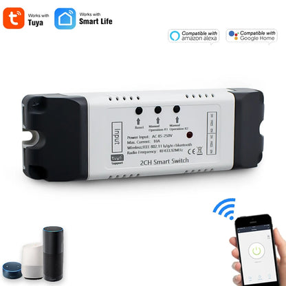 Tuya WiFi AC DC 7-32V 85-250V 12V 24V 220V 1/2/4 Channel Receiver – 10A 16A Relay for Wireless Control