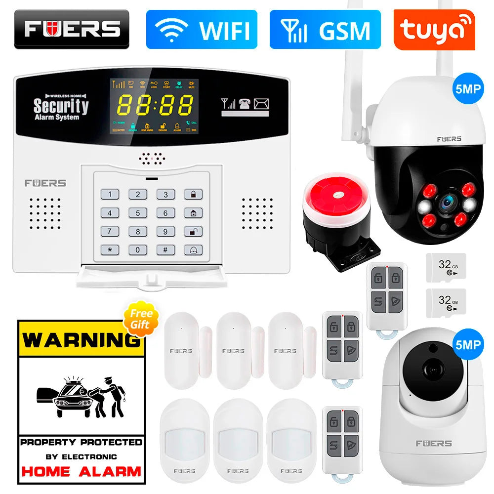 Fuers Tuya Smart WIFI 4G GSM Alarm System – Wireless Security with Motion Sensors, Alexa & Google Control