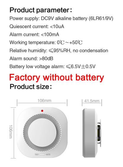 Tuya ZigBee WiFi Smoke Detector Sensor – 80DB Alarm, Fire Protection