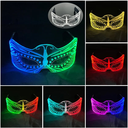 LED Visor Glasses – Light Up Cyberpunk Sunglasses for New Year, Robot Cosplay, and Parties