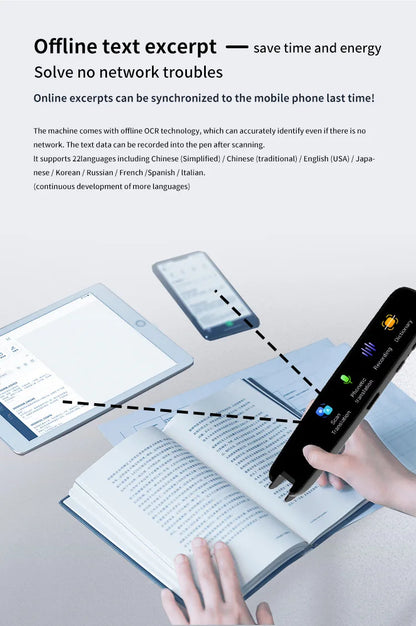 Offline Translation Pen for Teacher-Student Dictionary, English Intelligent Scanning Point Reading, 123 Languages Translator Pen