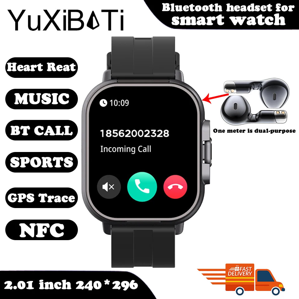 2024 2-in-1 Smart Watch with Earphone | Bluetooth Call, GPS, Heart Rate Monitor & Music Playback