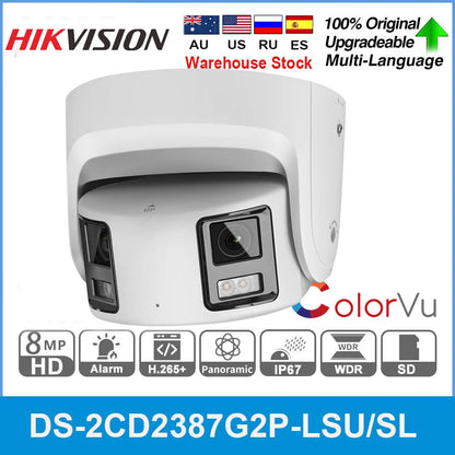 HIKVISION Panoramic IP Camera 8MP 4K DS-2CD2387G2P-LSU/SL 4MP HD DS-2CD2347G2P-LSU/SL ColorVu Built-In Mic Speaker Security