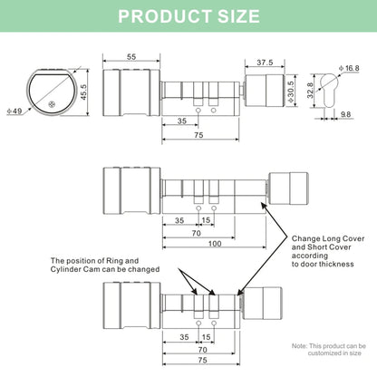 Tuya Fingerprint Cylinder Electronic Smart Door Lock with Digital Keypad, Code, and Key Card