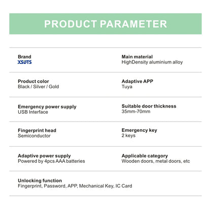 Tuya Fingerprint Cylinder Electronic Smart Door Lock with Digital Keypad, Code, and Key Card