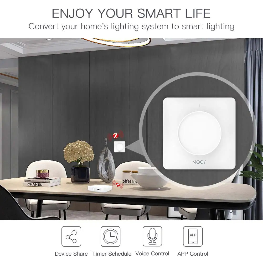 New ZigBee Smart Rotary/Touch Light Dimmer Switch Smart Life/Tuya APP Remote Control Works with Alexa Google Voice Assistants EU