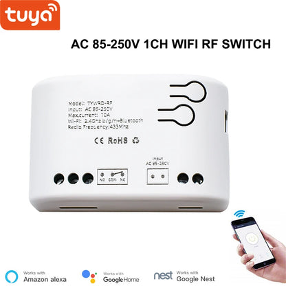 Tuya WiFi AC DC 7-32V 85-250V 12V 24V 220V 1/2/4 Channel Receiver – 10A 16A Relay for Wireless Control