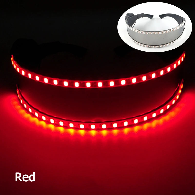 LED Visor Glasses – Light Up Cyberpunk Sunglasses for New Year, Robot Cosplay, and Parties