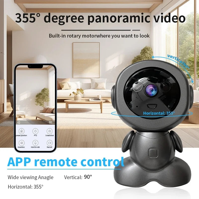 8MP WiFi Surveillance Robot Camera – Two-Way Audio, AI Smart Tracking, 4X Zoom, Color Night Vision, PTZ Security Camera