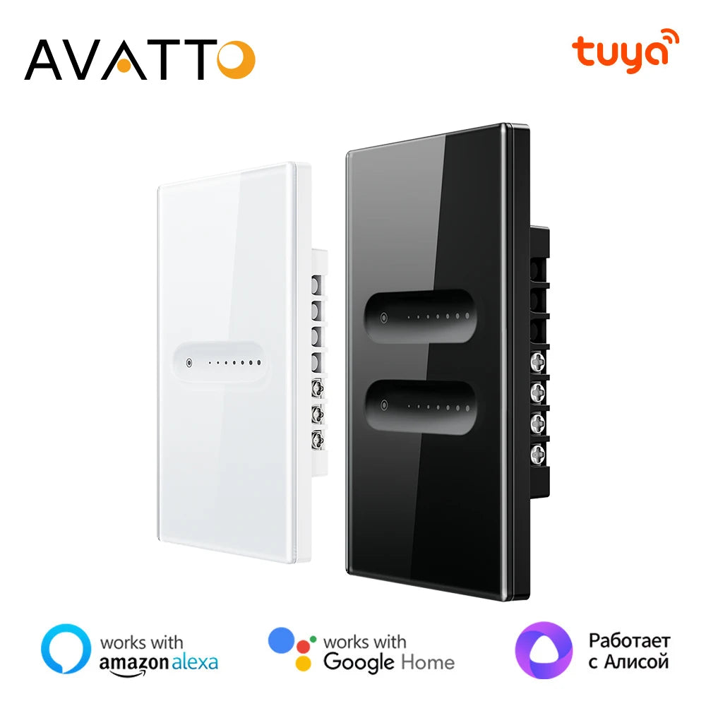 AVATTO Tuya WiFi Smart Dimmer Switch 1/2 Gang Dimmer Light Switch Touch Panel APP Remote Control for Alexa, Google Home