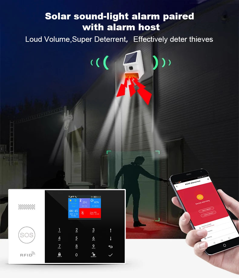 Home Burglar Security Alarm System Wireless Motion Sensor Detector Door Sensor Outdoor Siren Remote Control Work With Alarm Host