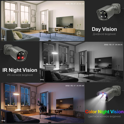 Techage 8MP 4K POE IP Camera – Face Detection, Color Night Vision & Two-Way Audio