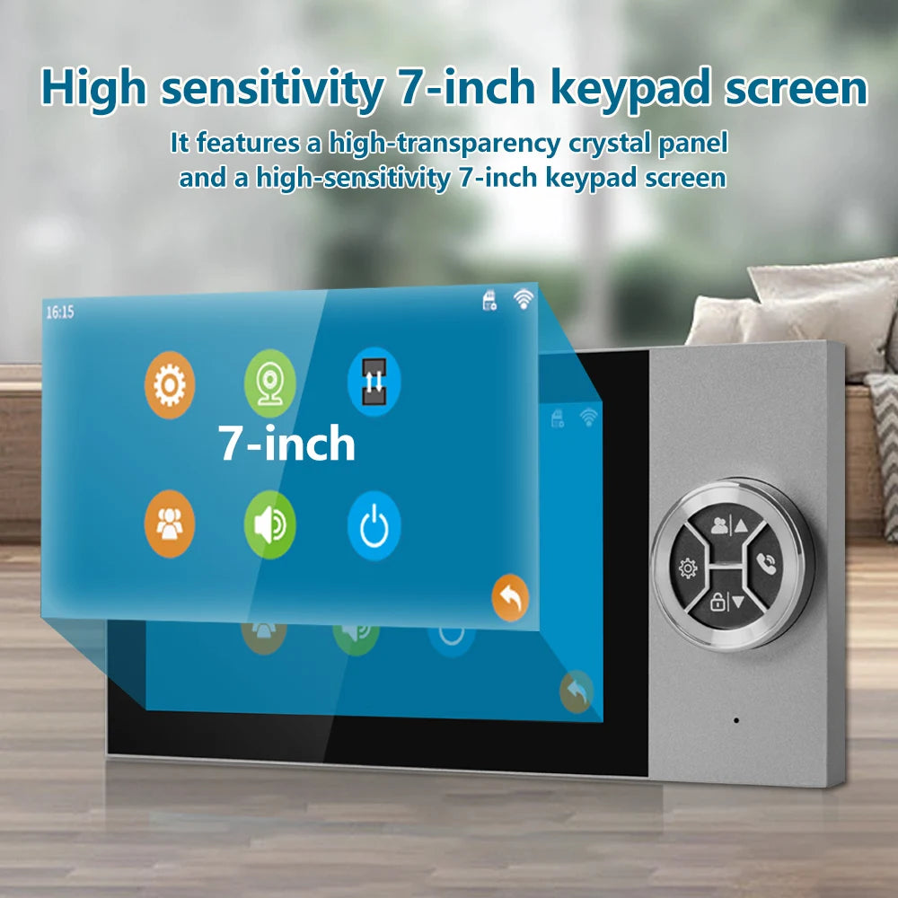 7-Inch IPS Screen Tuya WiFi Video Doorphone – Remote Control, 120° Wide Angle, Home Security Door Viewer with Intercom