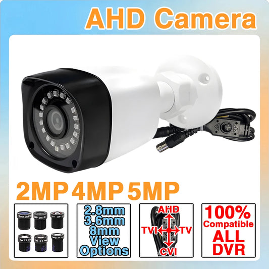 ALL DVR Compatible Outdoor Waterproof CVBS/TVI/CVI AHD Camera 4-in-1 – 1080P, 4MP, 5MP, 4K Ultra HD Mini CCTV Security Camera with Bracket