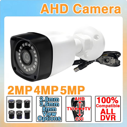 ALL DVR Compatible Outdoor Waterproof CVBS/TVI/CVI AHD Camera 4-in-1 – 1080P, 4MP, 5MP, 4K Ultra HD Mini CCTV Security Camera with Bracket