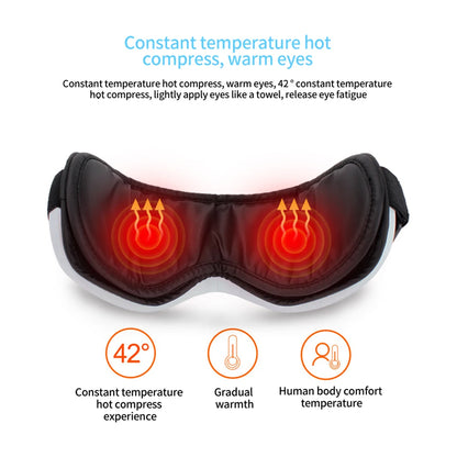 Eye Massager with Heat, Smart Airbag Vibration, Hot Compress, Music – Portable, Foldable Relaxation & Fatigue Relief