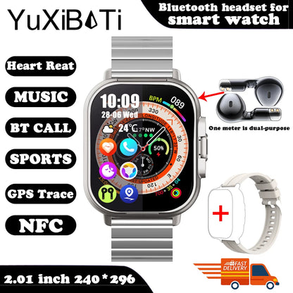 2024 2-in-1 Smart Watch with Earphone | Bluetooth Call, GPS, Heart Rate Monitor & Music Playback