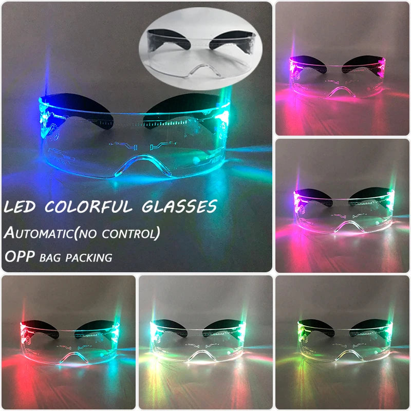 LED Visor Glasses – Light Up Cyberpunk Sunglasses for New Year, Robot Cosplay, and Parties