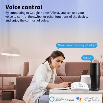 Smart Home WiFi Wireless Remote Switch Breaker with LED Light Control, Works with Alexa, Google Home, Tuya SmartLife App