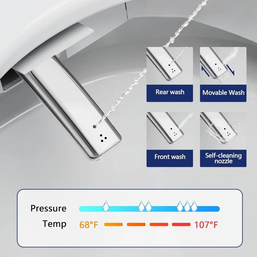 Elongated Smart Toilet with Auto Flush & Heated Seat – Foot Kick Operation & Night Light