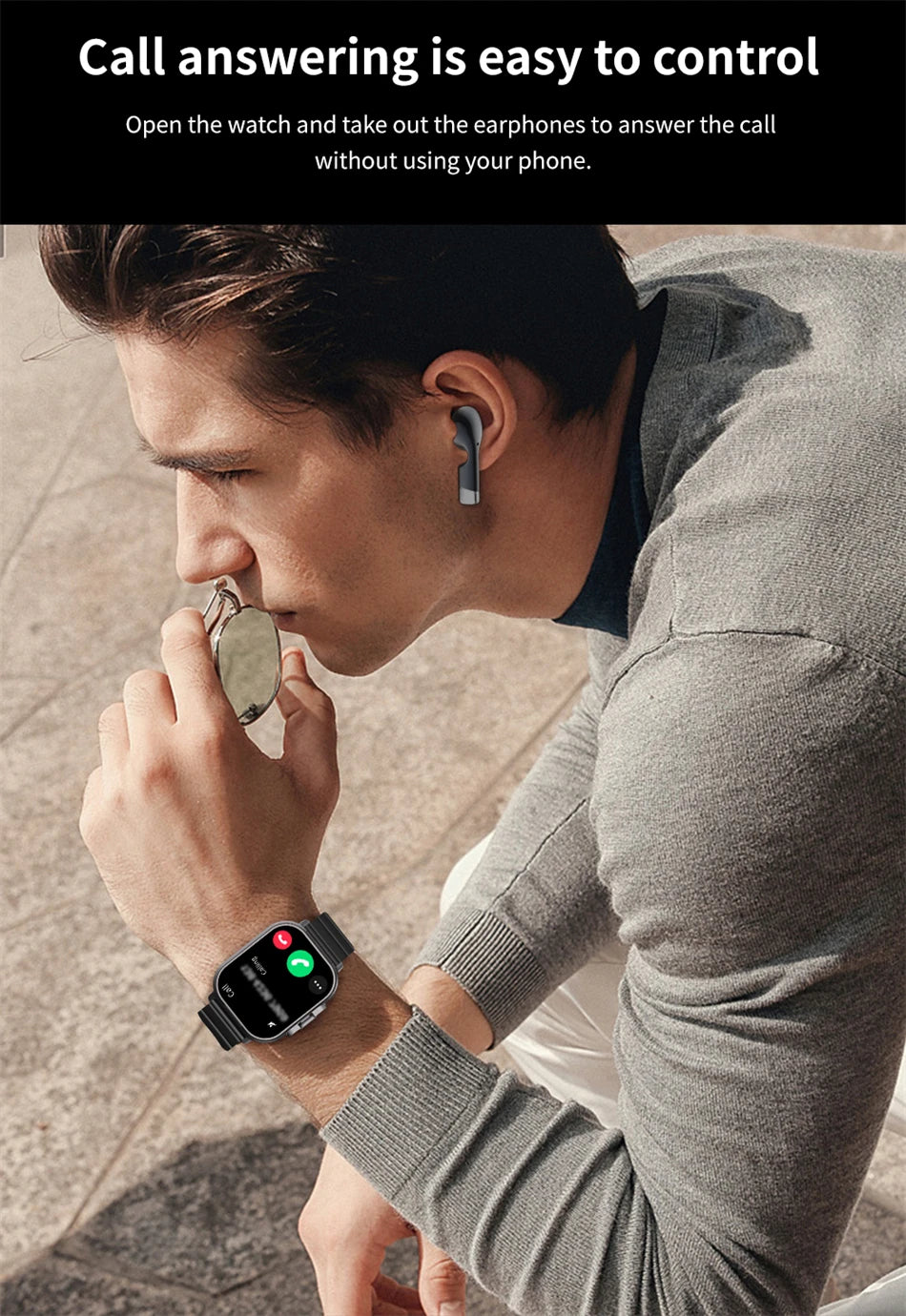 2024 2-in-1 Smart Watch with Earphone | Bluetooth Call, GPS, Heart Rate Monitor & Music Playback