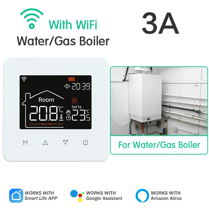 Tuya Smart Thermostat for Electric & Water Floor Heating, Gas Boiler WiFi Temperature Remote Controller – Works with Google & Alexa