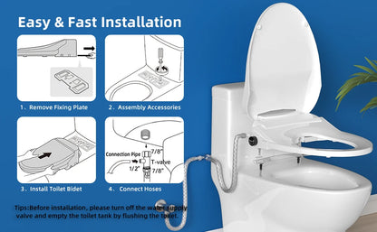 Bidet Toilet Seat – Round Smart Toilet Seat with Wireless Remote, Adjustable Heated Seat, Warm Water & Air Dryer