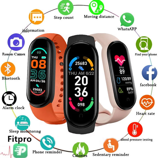 M6 Smart Watch – Fitness Tracker with Heart Rate & Blood Pressure Monitor