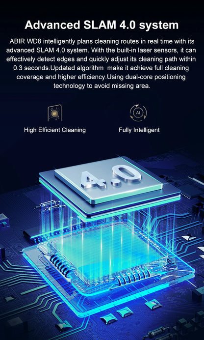 ABIR WD8 Robot Window Cleaner – Dual Water Spray, Smart Memory, High Vacuum Suction, Laser Sensor, Home Glass Cleaning Robot