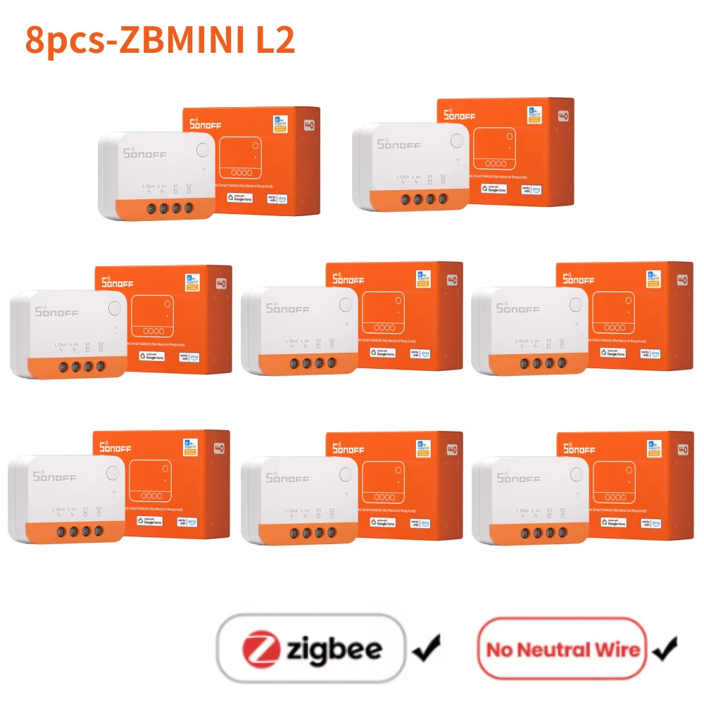 مفتاح SONOFF Mini R4/ZBMINI L2 الذكي Zigbee/Wi-Fi – تحكم ثنائي الاتجاه للمنزل الذكي، يعمل مع Alexa وGoogle Home وYandex Alice