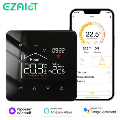 Tuya Smart Thermostat for Electric & Water Floor Heating, Gas Boiler WiFi Temperature Remote Controller – Works with Google & Alexa