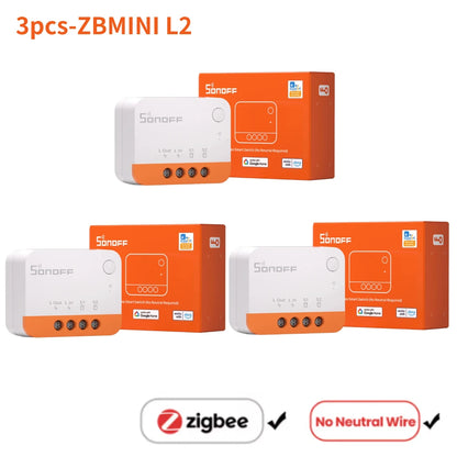 مفتاح SONOFF Mini R4/ZBMINI L2 الذكي Zigbee/Wi-Fi – تحكم ثنائي الاتجاه للمنزل الذكي، يعمل مع Alexa وGoogle Home وYandex Alice