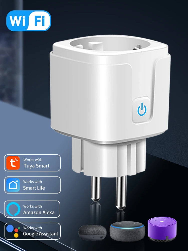 16A Tuya Smart Wi-Fi Socket EU Plug | Power Monitoring & Voice Control with Alexa & Google Home