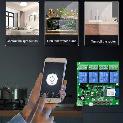 Tuya WiFi AC DC 7-32V 85-250V 12V 24V 220V 1/2/4 Channel Receiver – 10A 16A Relay for Wireless Control