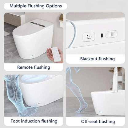 Elongated Smart Toilet with Auto Flush & Heated Seat – Foot Kick Operation & Night Light