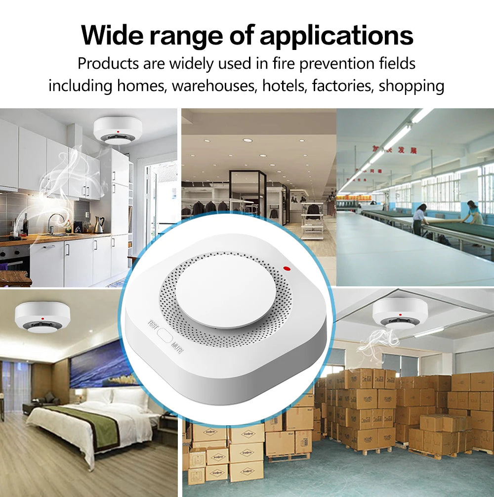 Tuya ZigBee WiFi Smoke Detector Sensor – 80DB Alarm, Fire Protection