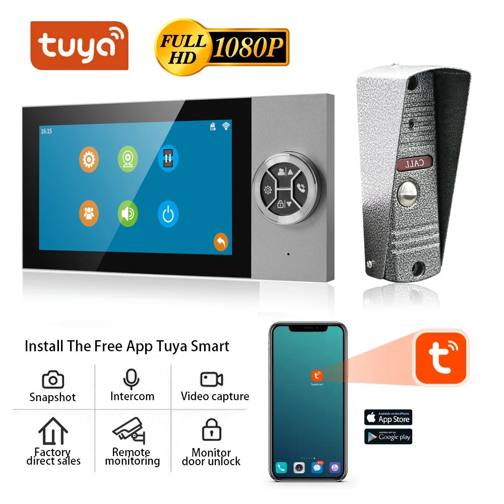 7-Inch IPS Screen Tuya WiFi Video Doorphone – Remote Control, 120° Wide Angle, Home Security Door Viewer with Intercom