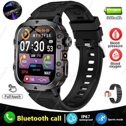 2025 Military Smart Watch for Men | IP68 Waterproof, 1.81" Screen, Fitness Tracker, BT Call, Outdoor Sports